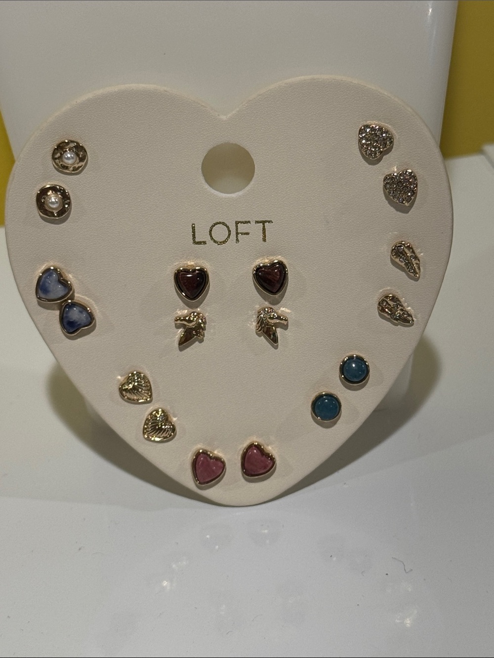 LOFT Gold-Tone Stud Earring Set with multi heart & horse.